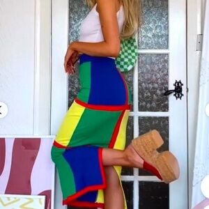 Princess Polly Lego Midi Skirt Multi Size 2 NWOT
